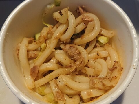 ツナとネギの和風やきうどん